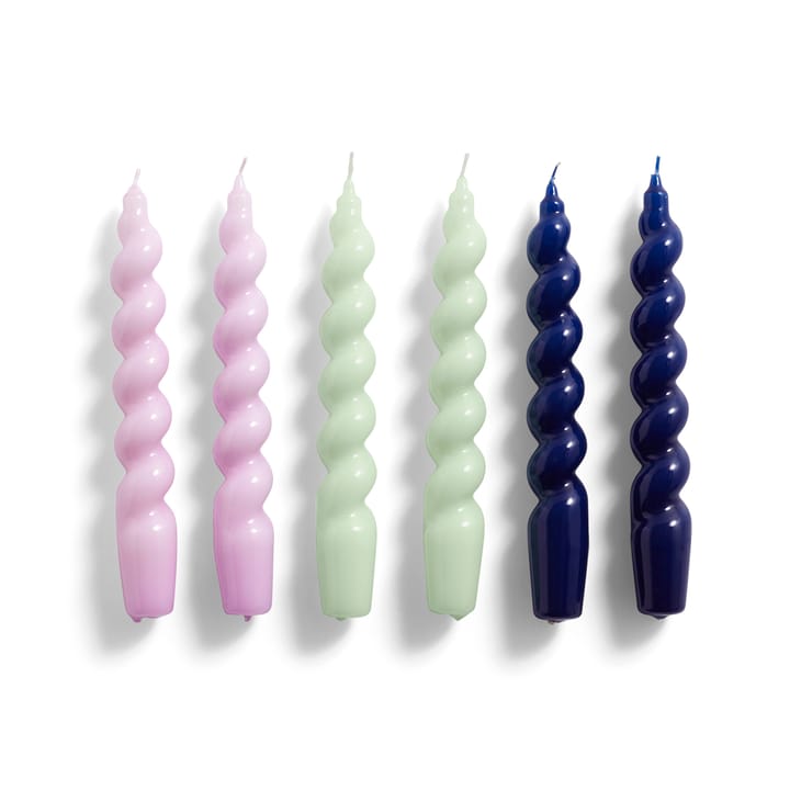 Candle Spiral lys 6-pak - Lilac/Mint/Midnight blue - HAY