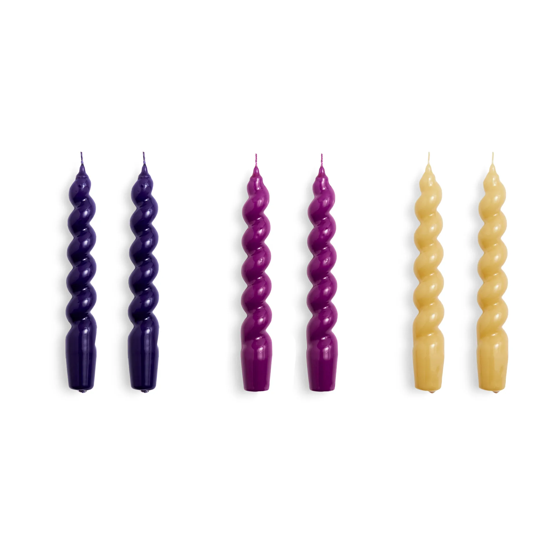 Candle Spiral lys 6-pak, Purple/Fuchsia/Mustard HAY