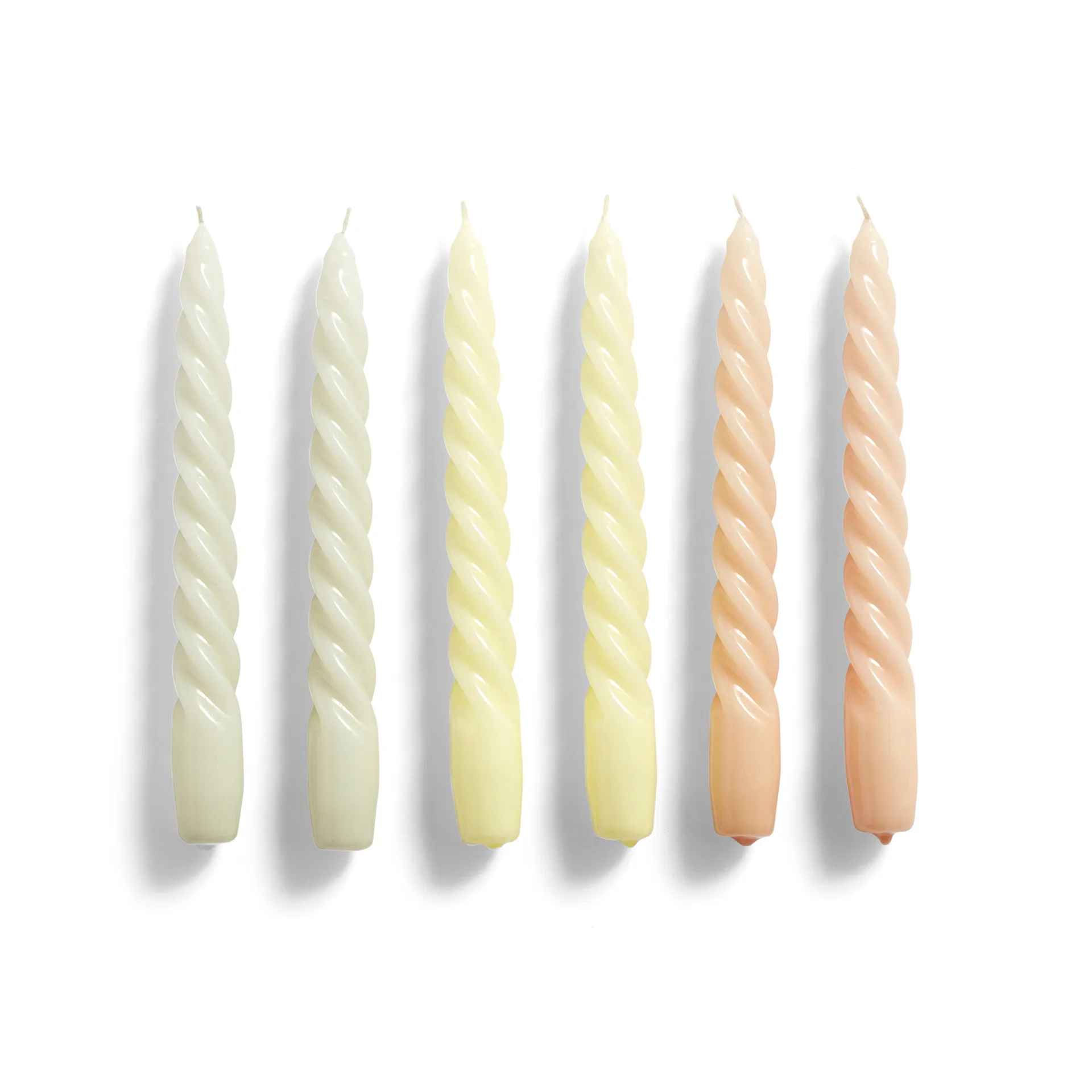 Candle Twist stearinlys 6-pak, Grey-beige/Citrus-peach HAY