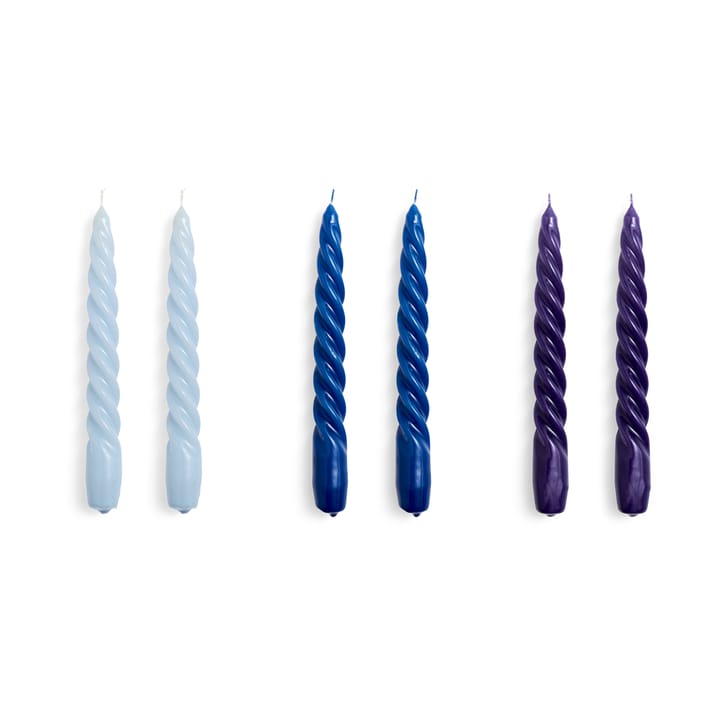 Candle Twist stearinlys 6-pak, Light blue/Blue/Purple HAY