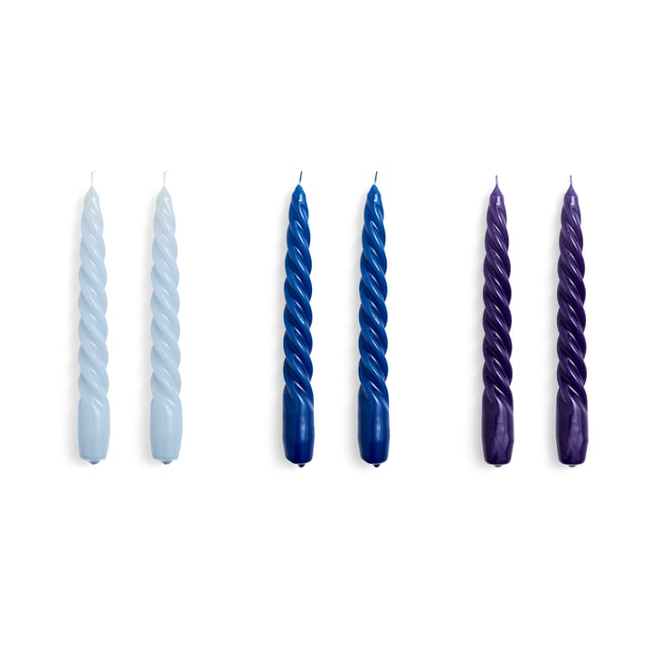 Candle Twist stearinlys 6-pak - Light blue/Blue/Purple - HAY
