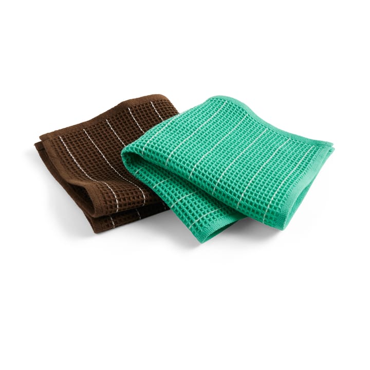 Canteen karklud 31x31 cm 2-pak - Chocolate pinstripe/Emerald pinstripe​ - HAY