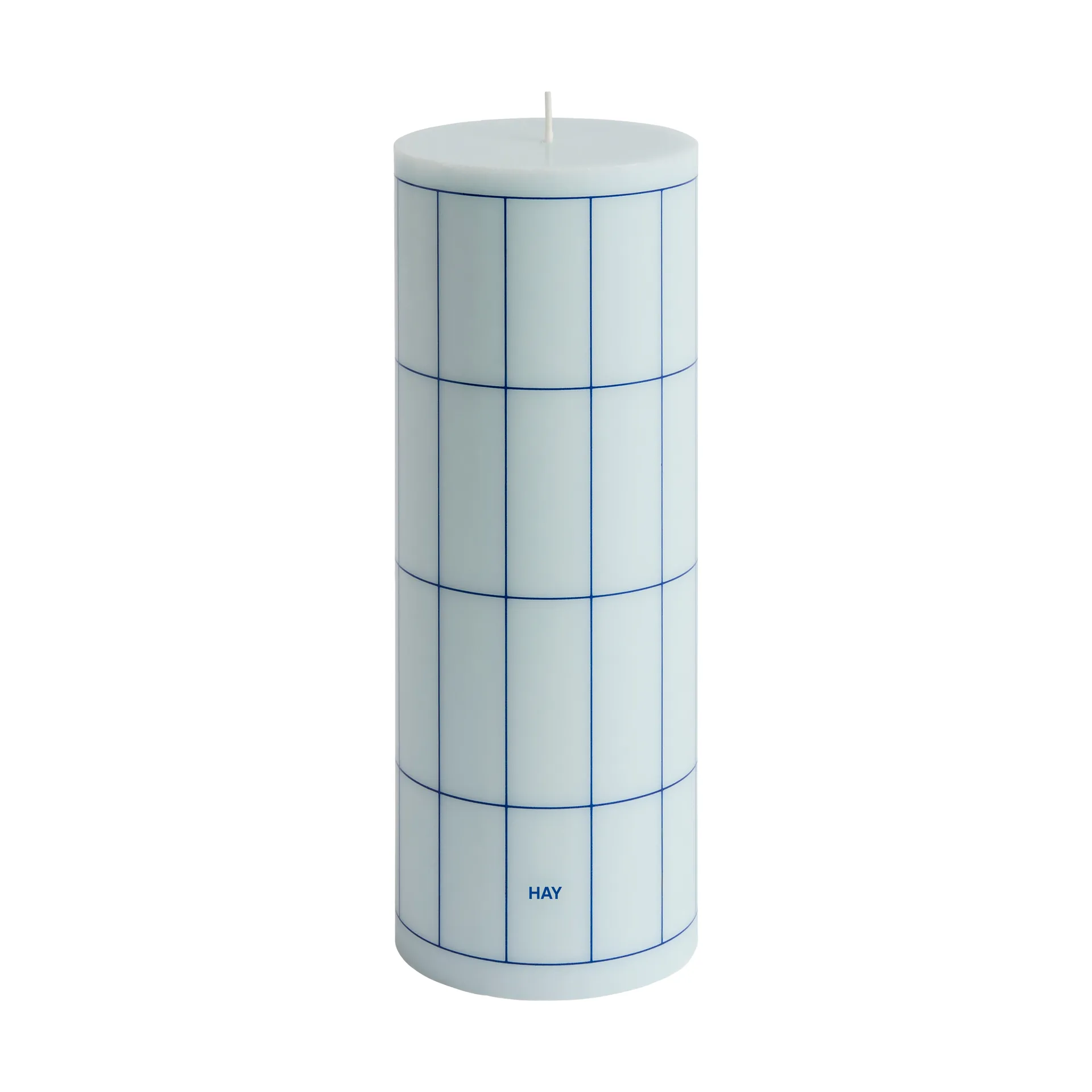 Column Candle bloklys large 25 cm, Light blue-blue grid check HAY