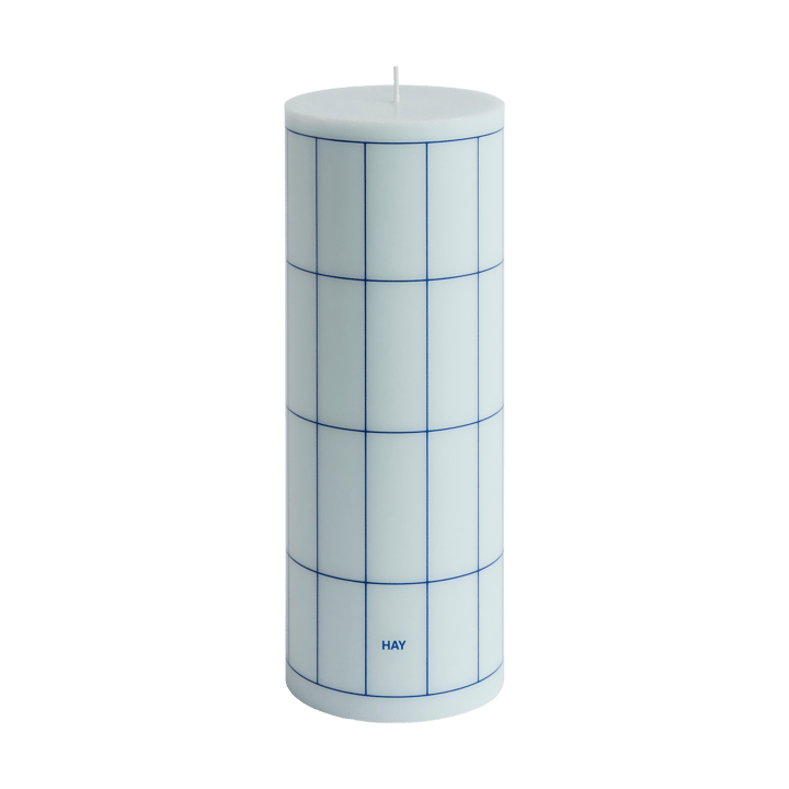 Column Candle bloklys large 25 cm - Light blue-blue grid check - HAY