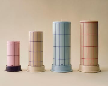 Column Candle bloklys large 25 cm - Light blue-blue grid check - HAY