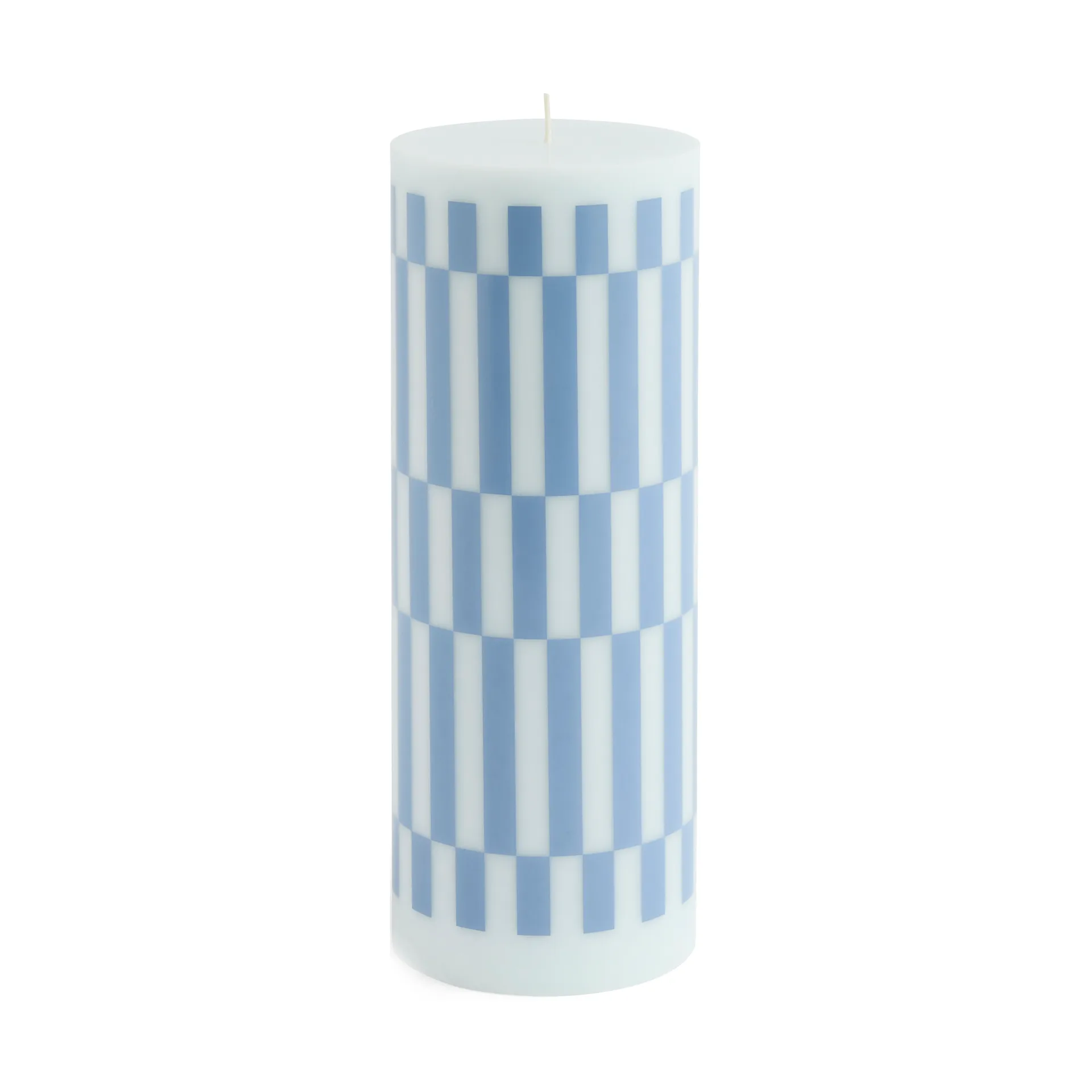 Column Candle bloklys large 25 cm, Light blue-dusty blue check HAY