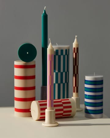 Column Candle bloklys large 25 cm - Light grey/Green - HAY