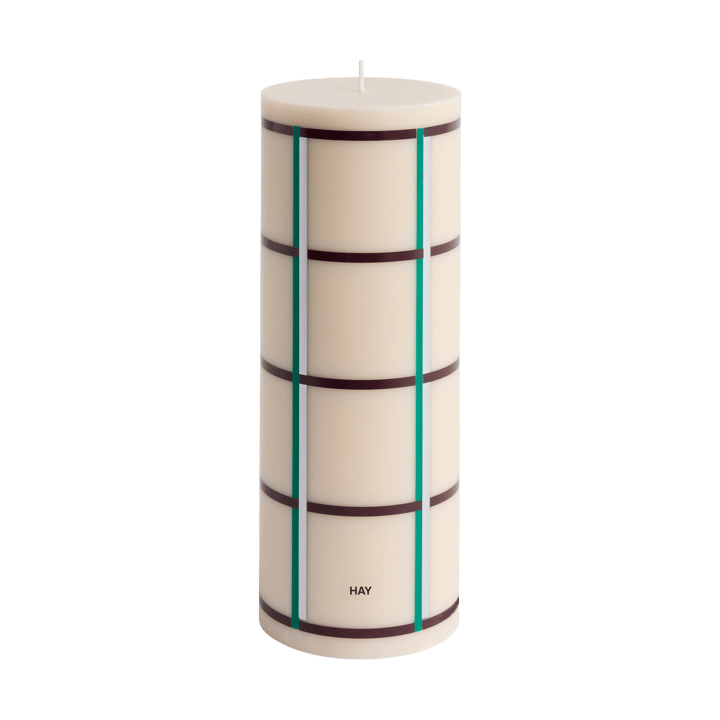 Column Candle bloklys large 25 cm - Off white-green bordeaux-silver - HAY