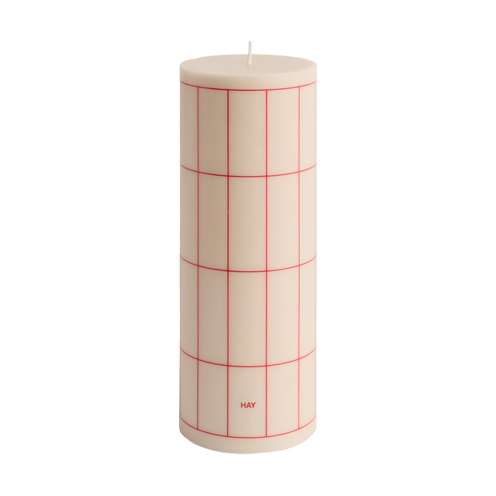 Column Candle bloklys large 25 cm - Off white-red grid check - HAY