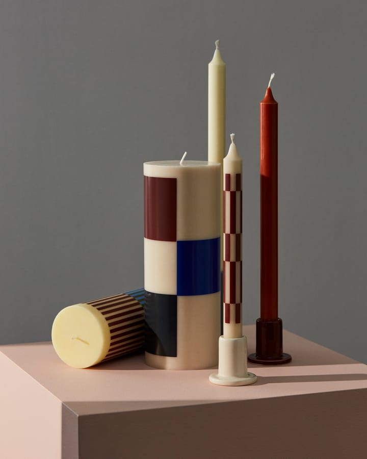 Column Candle bloklys large 25 cm, Offwhite/Brown/Black/Blue HAY
