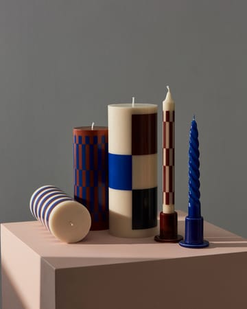 Column Candle bloklys large 25 cm - Offwhite/Brown/Black/Blue - HAY