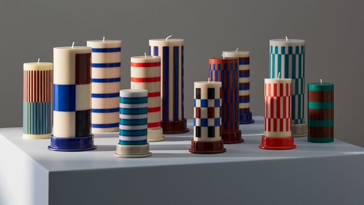Column Candle bloklys large 25 cm, Offwhite/Brown/Black/Blue HAY