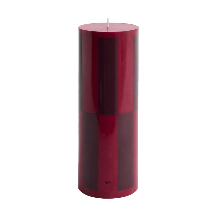 Column Candle bloklys large 25 cm - Wine-bordeaux large check - HAY