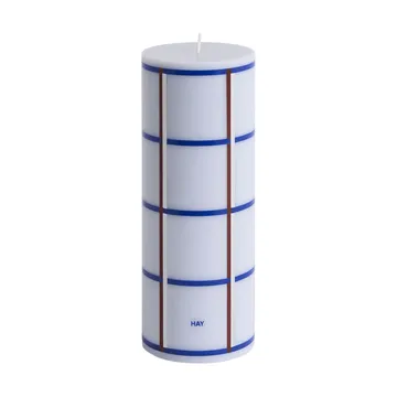 Column Candle bloklys medium 20 cm - Light blue, blue, bordeaux and silver - HAY