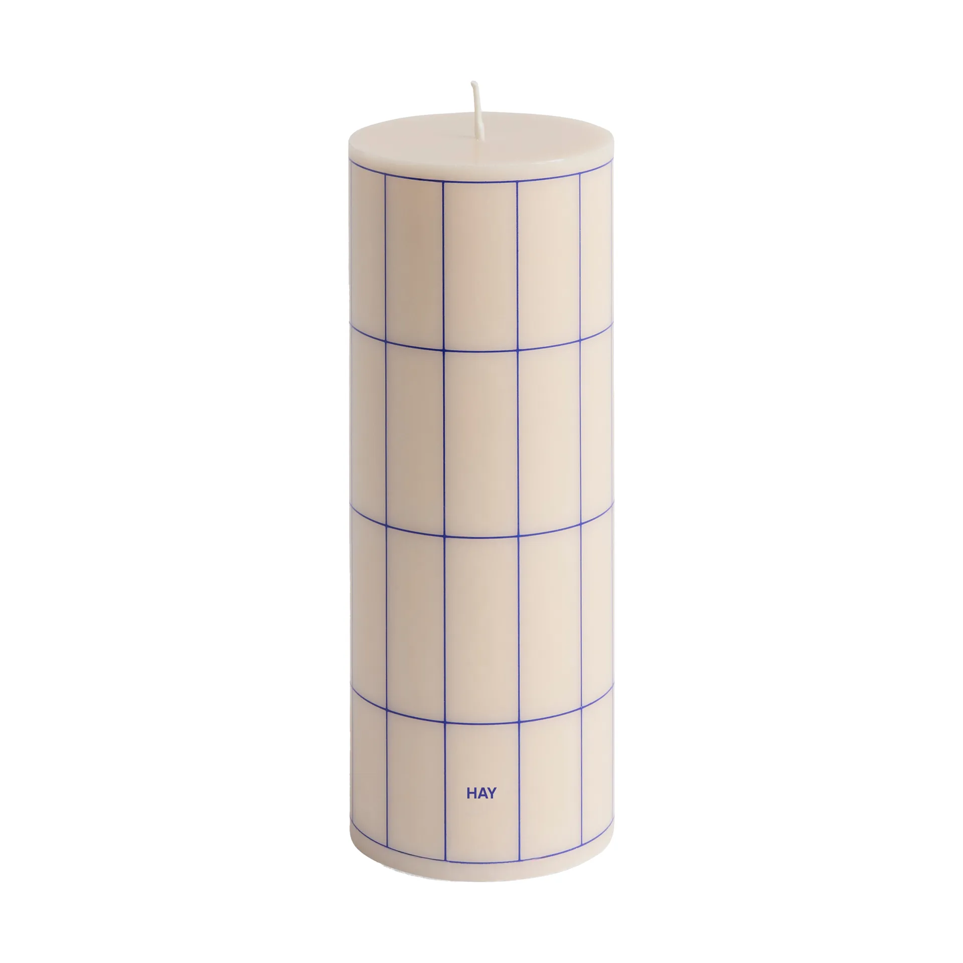 Column Candle bloklys medium 20 cm, Off white-blue grid check HAY