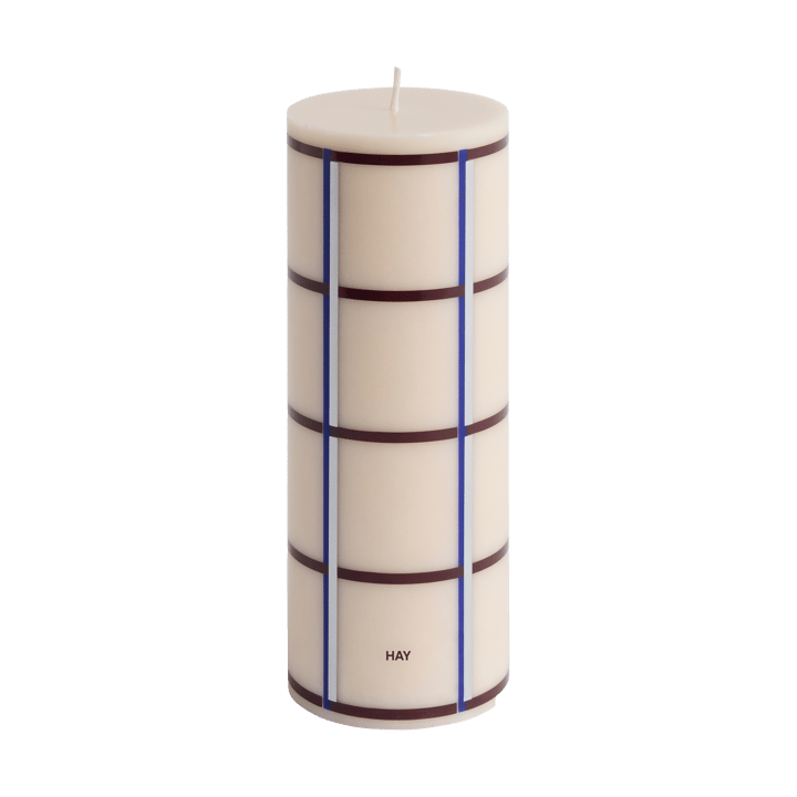 Column Candle bloklys medium 20 cm - Off white-bordeaux-blue-silver - HAY