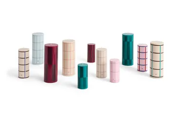 Column Candle bloklys medium 20 cm - Offwhite/Brown/Blue - HAY