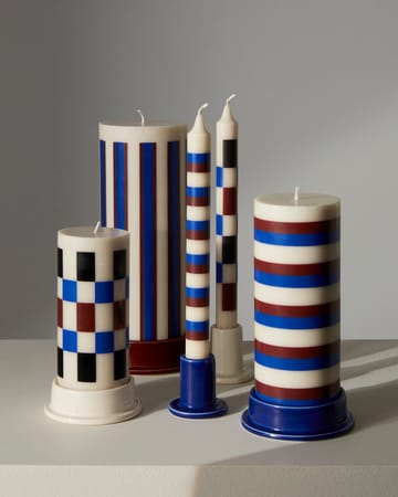 Column Candle bloklys medium 20 cm - Offwhite/Brown/Blue - HAY