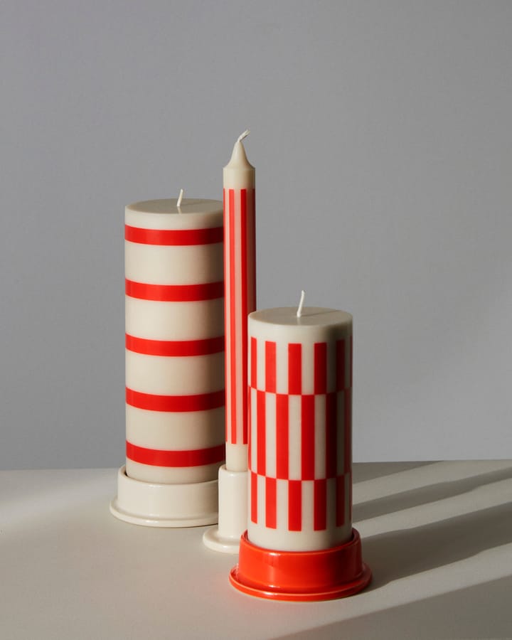 Column Candle bloklys medium 20 cm - Offwhite/Red - HAY