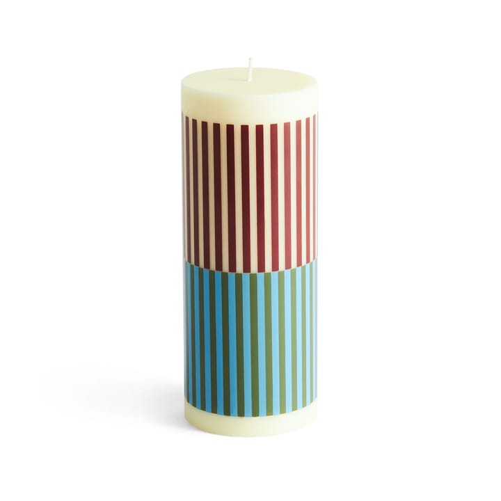 Column Candle bloklys medium 20 cm - Yellow/Brown/Light blue/Army - HAY