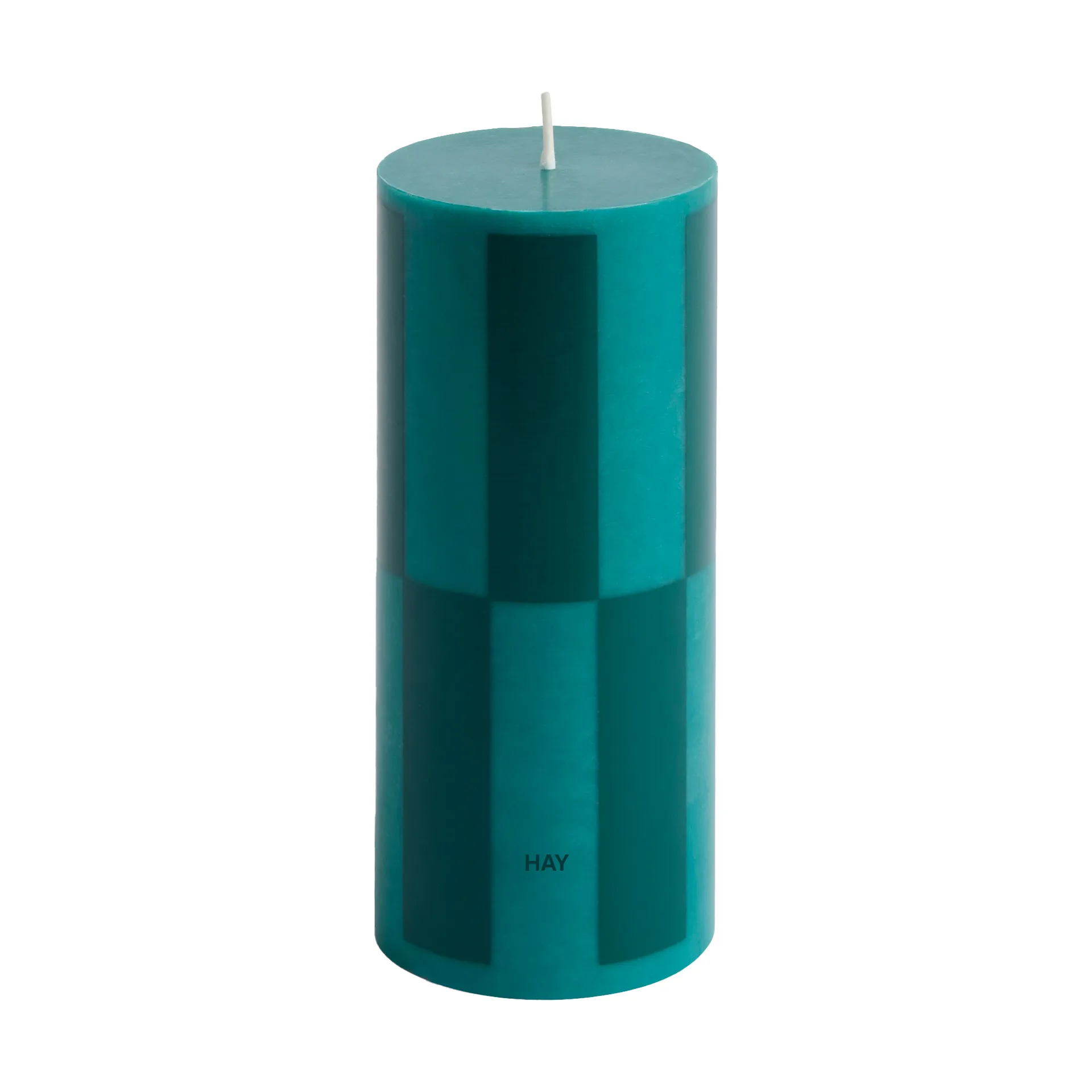 Column Candle bloklys small 15 cm, Green-dark green large check HAY