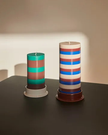 Column Candle bloklys small 15 cm - Green/Brown - HAY