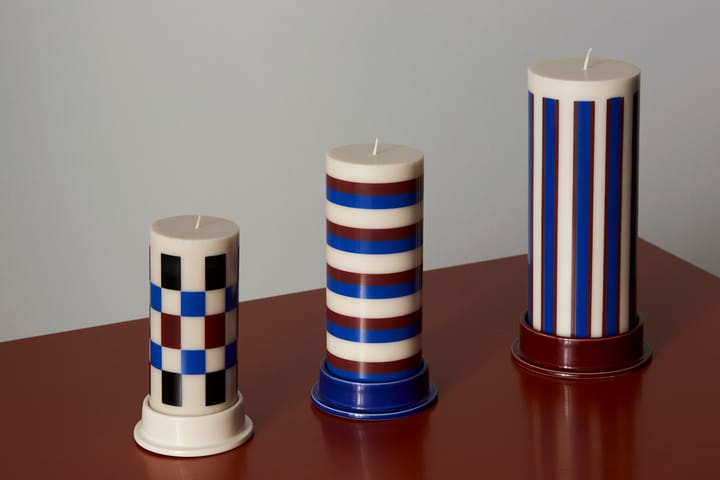 Column Candle bloklys small 15 cm - Offwhite/Brown/Black/Blue - HAY
