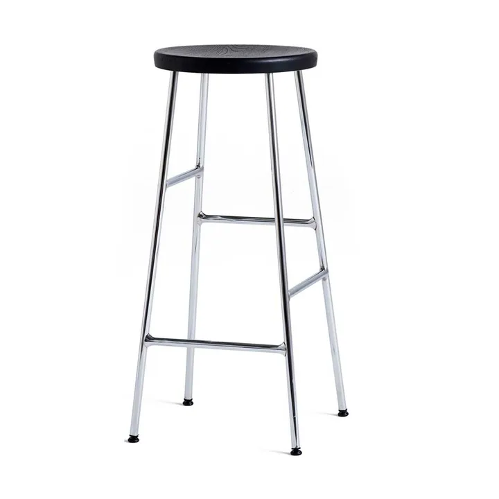 Cornet rund barstol 75 cm - Soft black oak-chrome - HAY