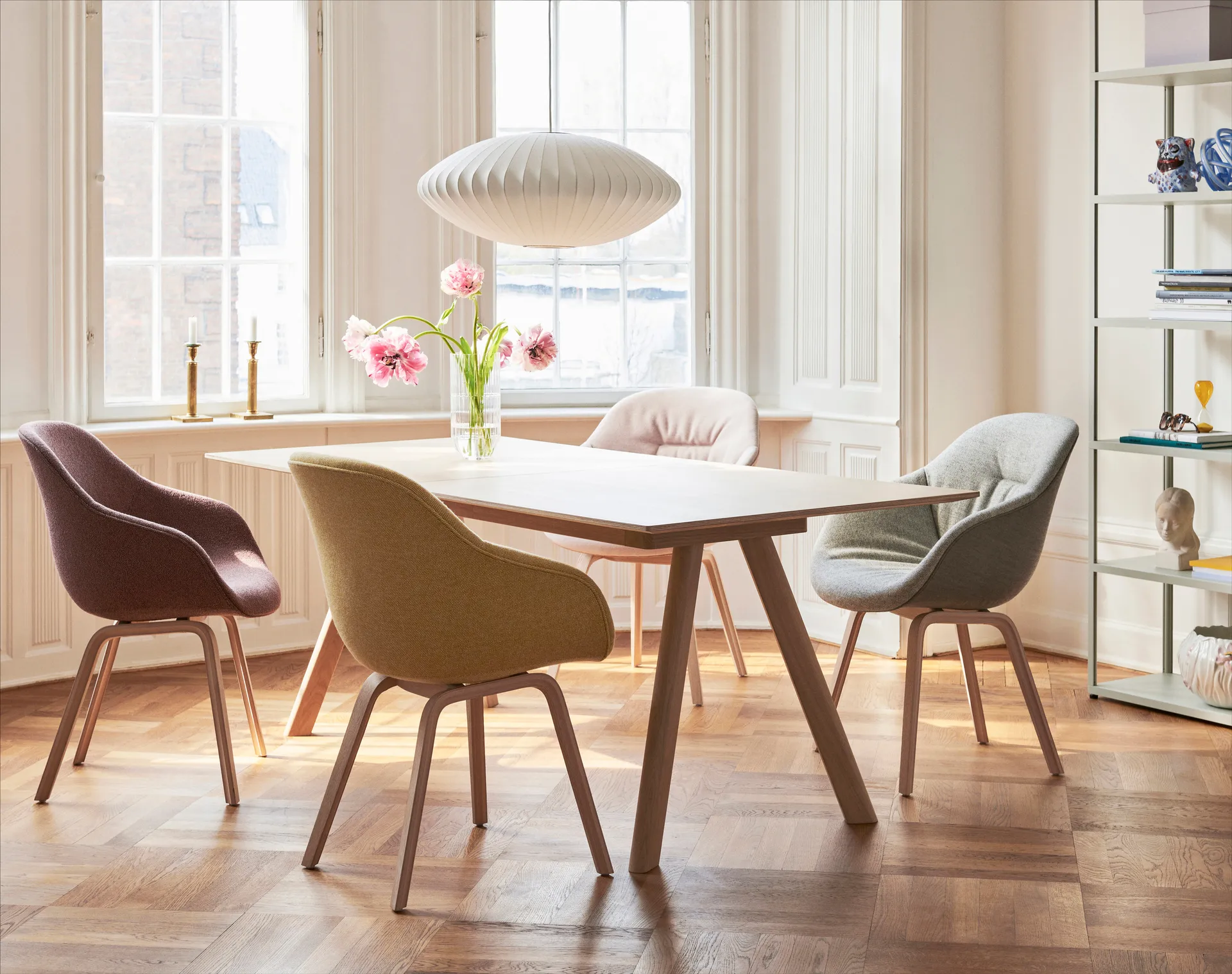 CPH30 2.0 spisebord 90x250 cm, Off white linoleum-lacq. oak HAY