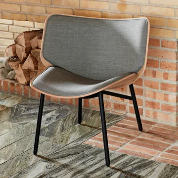 Dapper loungestol - Linen dark beige-dusty grey eg-grå stel - HAY