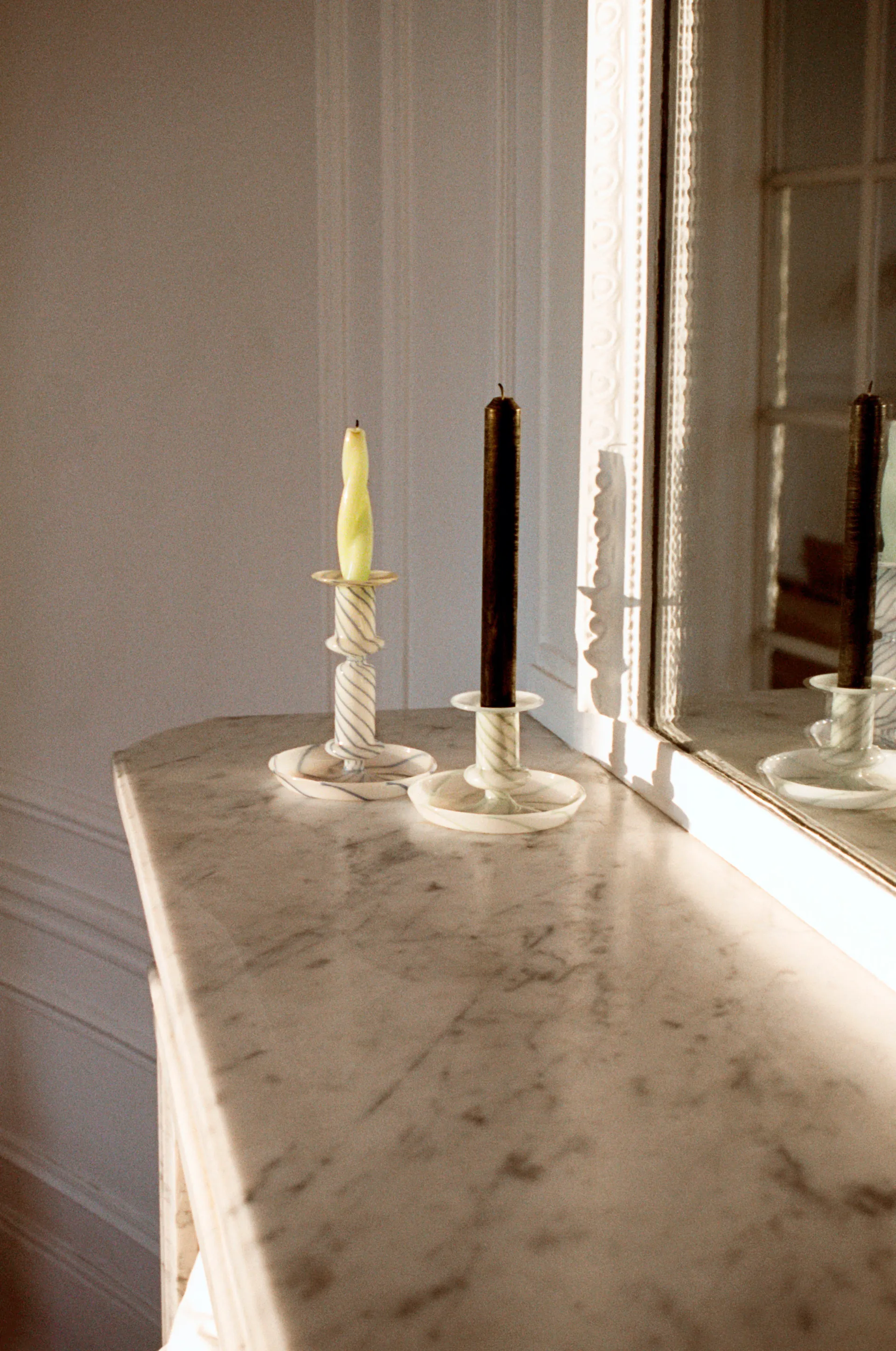 Flare Stripe lysestage, Grøn/Hvid HAY