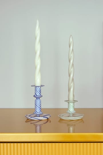 Flare Stripe medium lysestage - Blå/Hvid - HAY