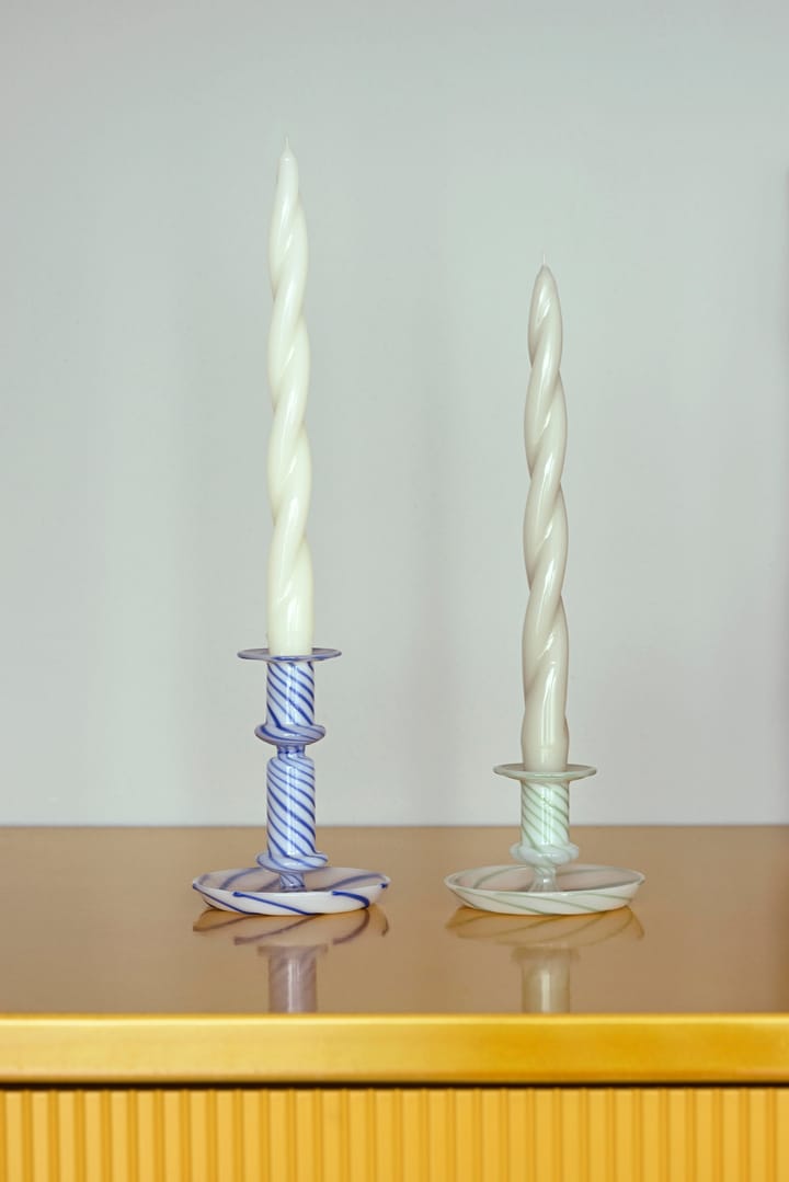 Flare Stripe medium lysestage - Blå/Hvid - HAY