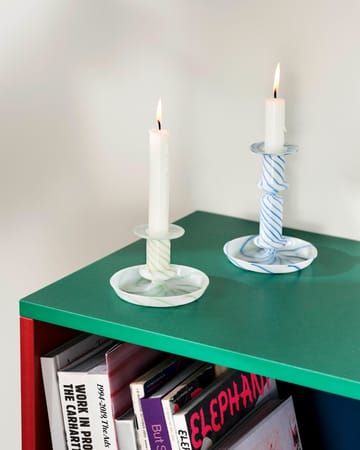 Flare Stripe medium lysestage - Blå/Hvid - HAY