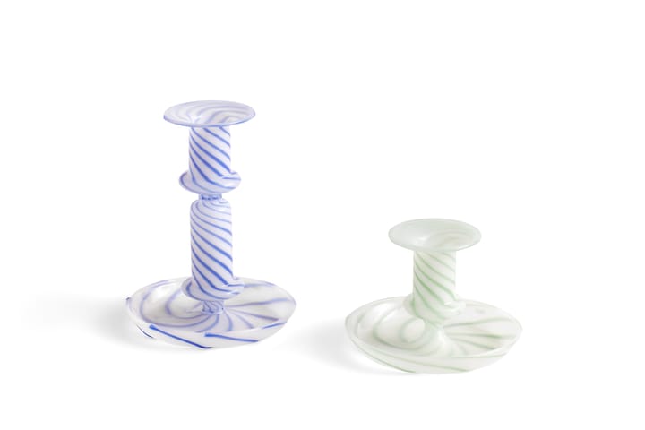 Flare Stripe medium lysestage - Blå/Hvid - HAY