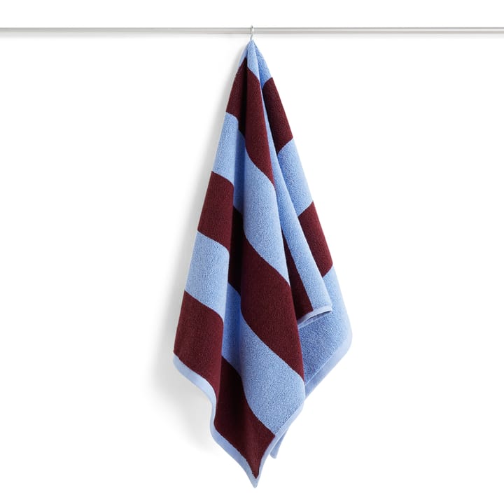 Frotté Stripe håndklæde 50x100 cm - Bordeaux-Sky blue - HAY