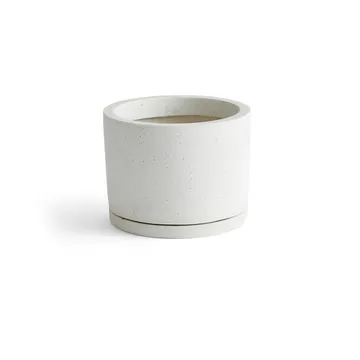 HAY Plant Pot med saucer krukke L Ø19 cm - Hvid - HAY