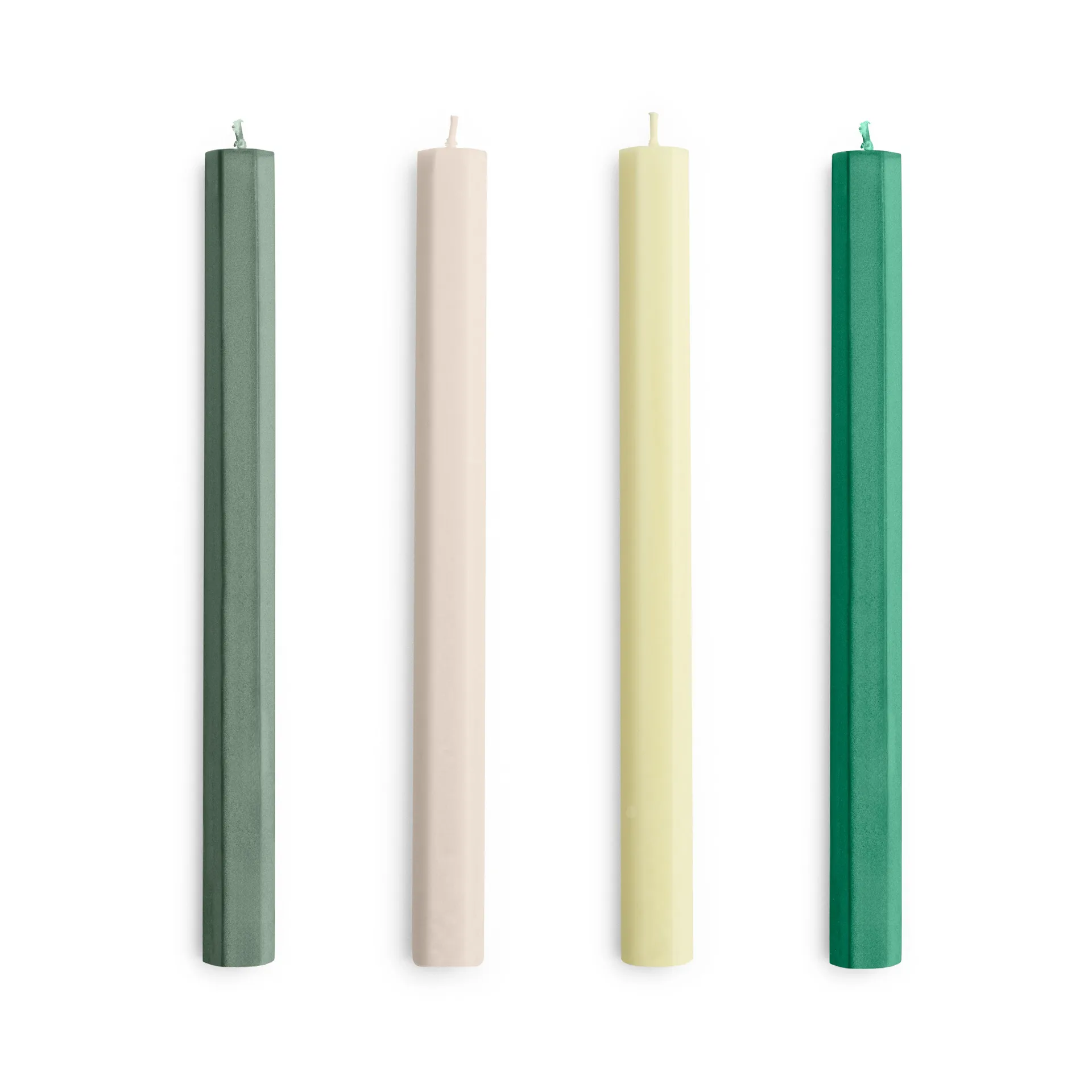 Hexagon Candle lys mix 4-pak, Greens-whites HAY
