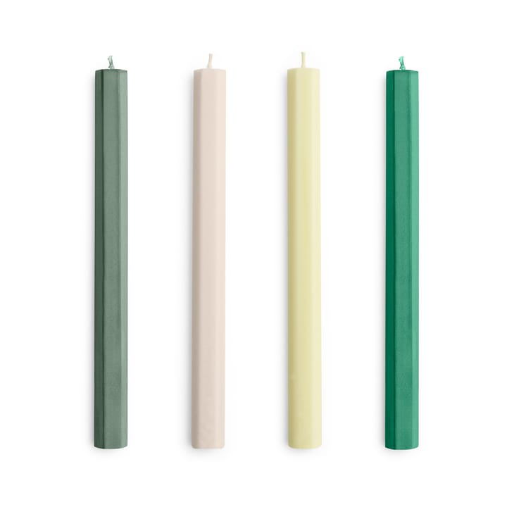 Hexagon Candle lys mix 4-pak - Greens-whites - HAY