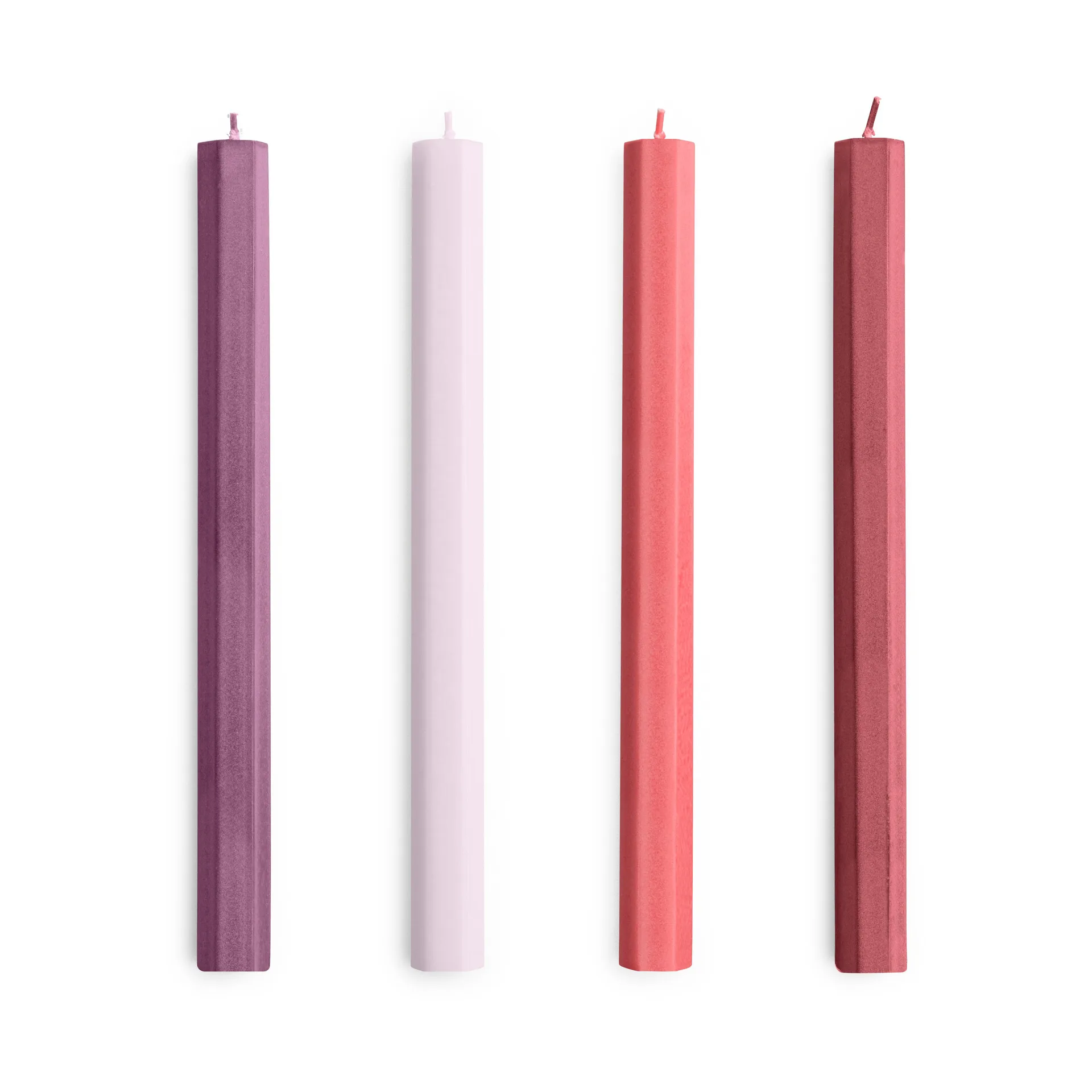 Hexagon Candle lys mix 4-pak, Reds-bordeaux HAY