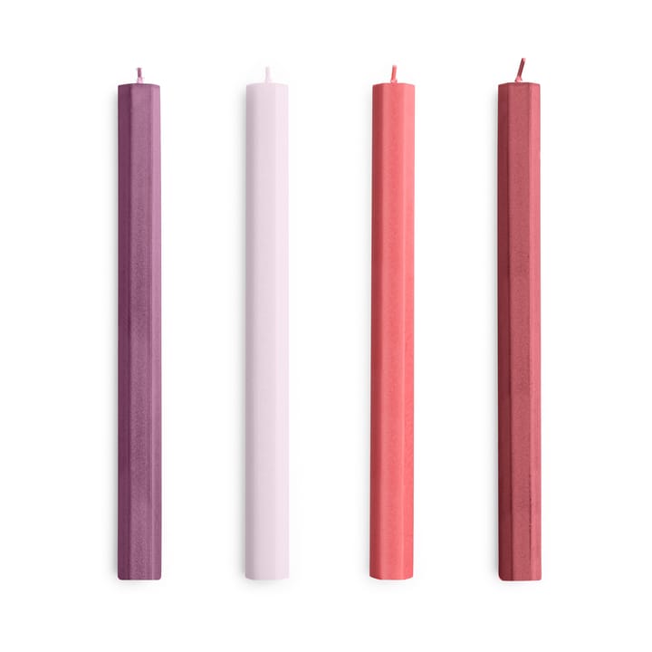 Hexagon Candle lys mix 4-pak - Reds-bordeaux - HAY