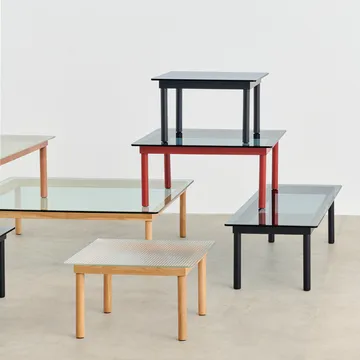 Kofi sofabord - Black oak-glasplade-blåtonet-b60 cm - HAY