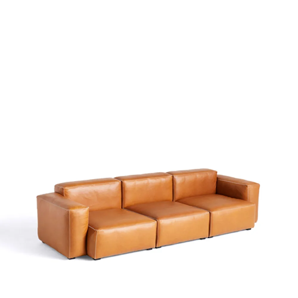 Mags Soft low 3-personers sofa, Sense cognac-lysegrå søm HAY