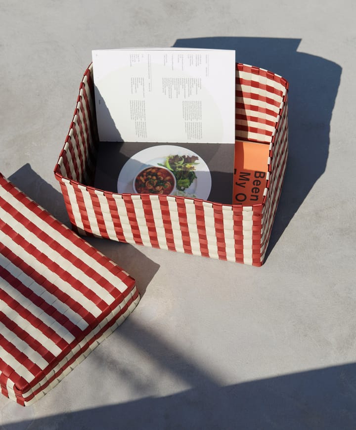 Maxim Stripe Box opbevaringskurv S 26,5x35,5 cm, Rød/Sand HAY