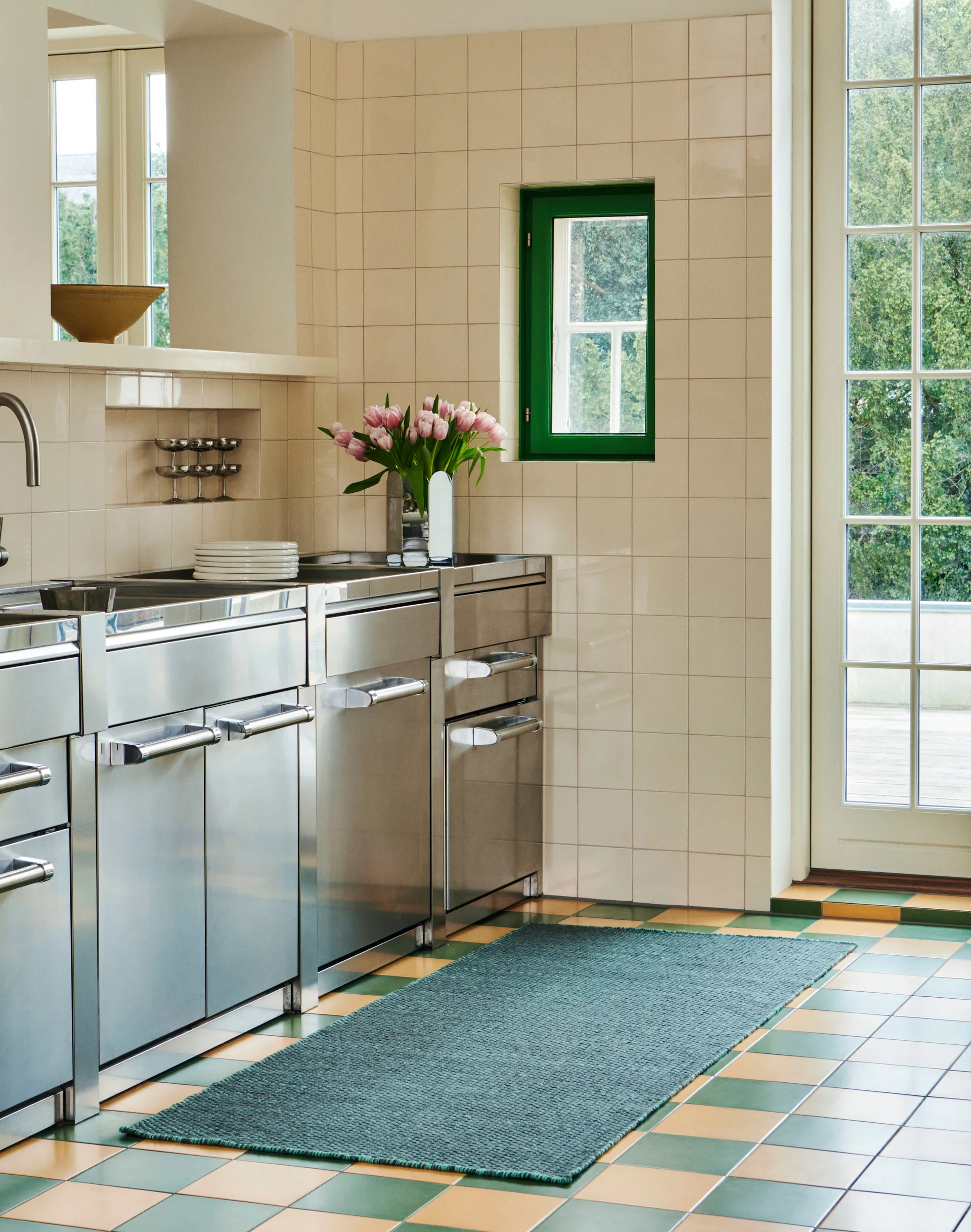 Moiré kelimtæppe 80x200 cm, Emerald gren HAY