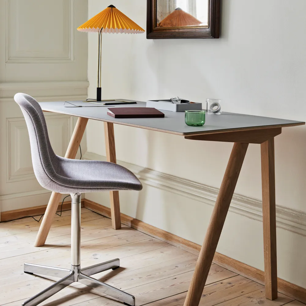 Neu 10 Upholstery kontorstol, Remix 163 grey, drejestativ i aluminium HAY