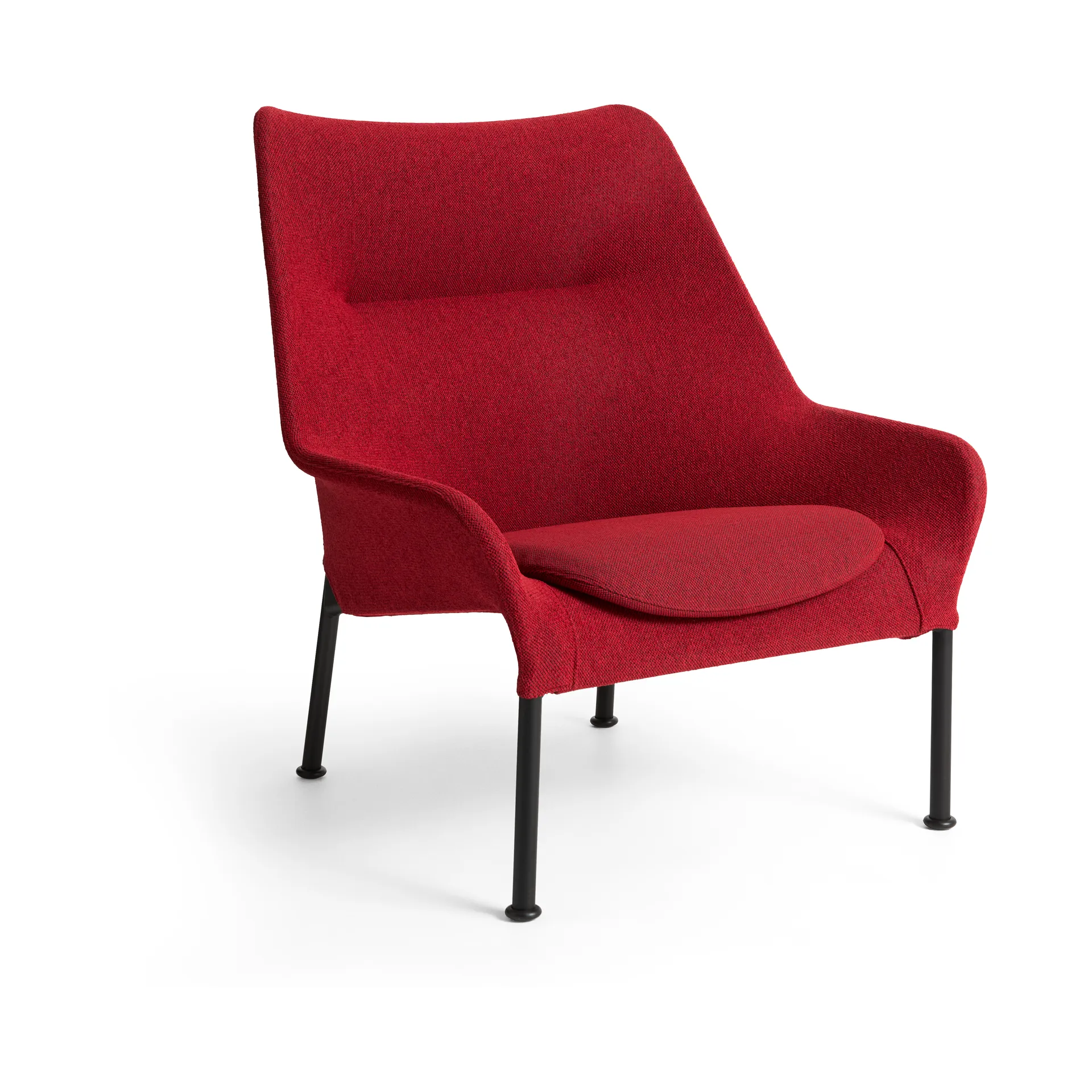 O2 Lounge Chair lænestol, Soft red-svartlakeret stål HAY