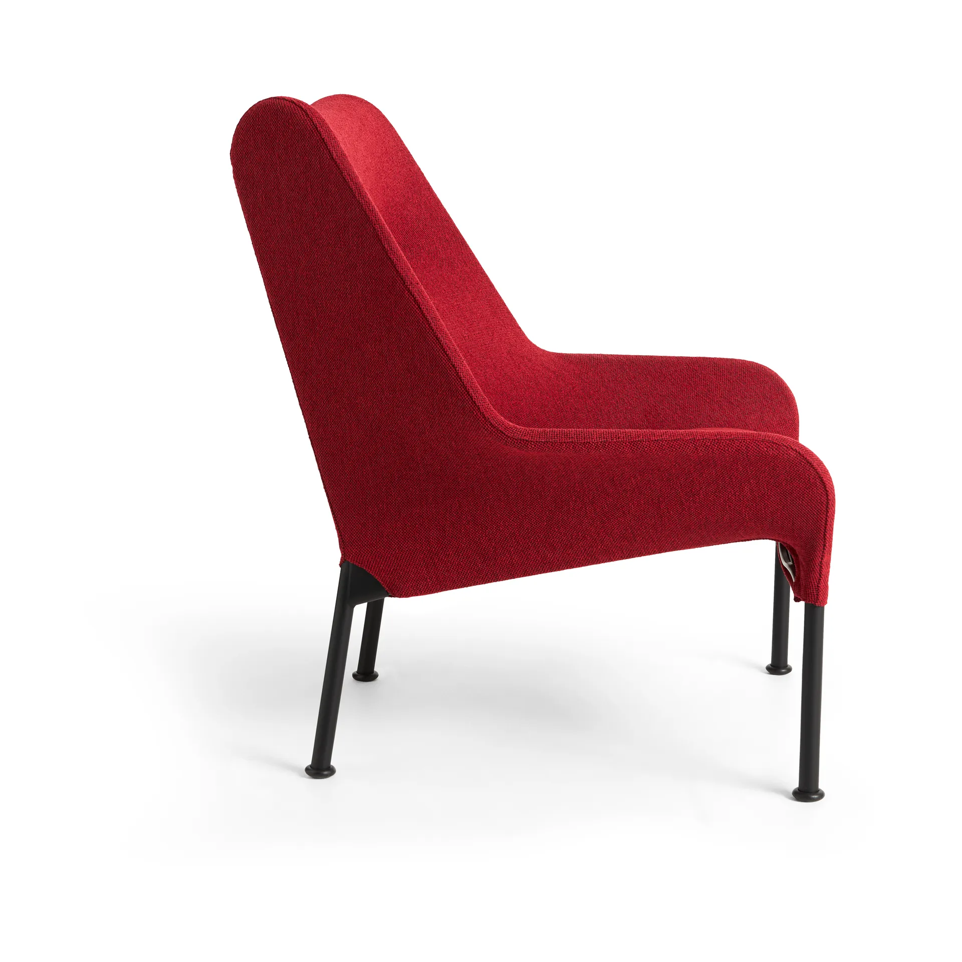 O2 Lounge Chair lænestol, Soft red-svartlakeret stål HAY