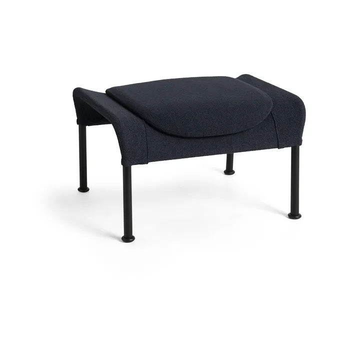 O2 Ottoman fodskammel - Soft black-svartlakeret stål - HAY