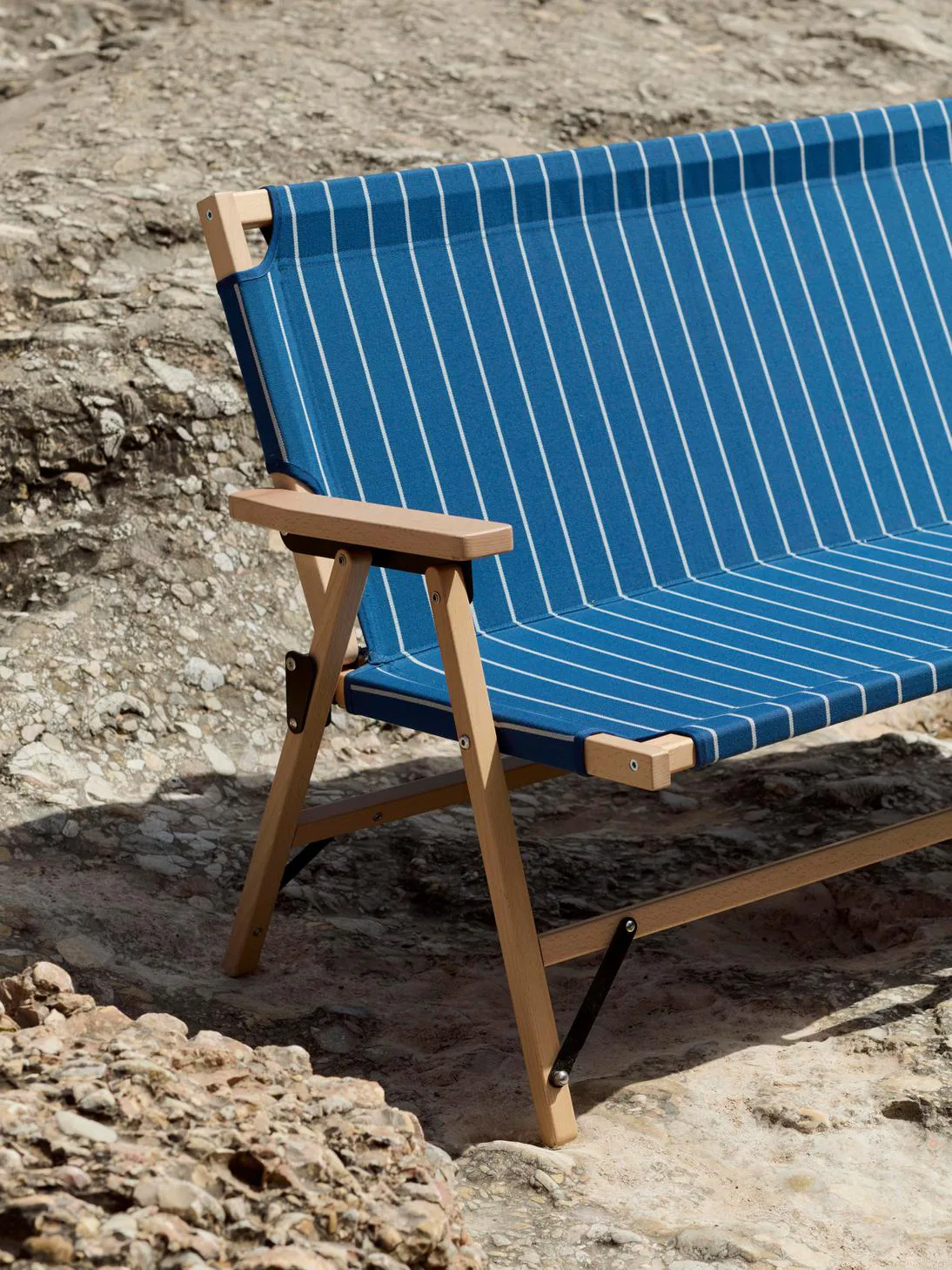 Outdoor Market foldbar sofa, Blue-beige, 2-pers. sofa HAY